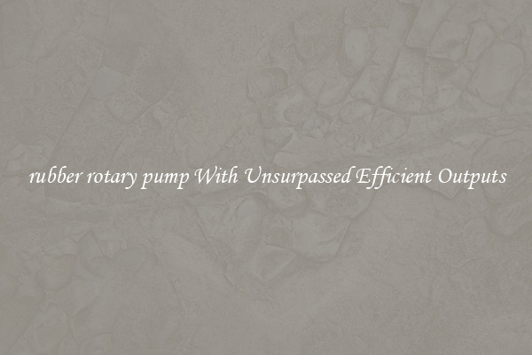 rubber rotary pump With Unsurpassed Efficient Outputs